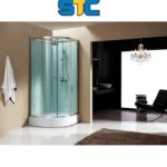 كابينة شاور المنيوم مقوسة مع ظهر زجاج