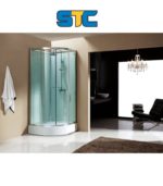 كابينة شاور المنيوم مقوسة مع ظهر زجاج
