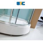 كابينة شاور المنيوم مقوسة مع ظهر زجاج - Image 3