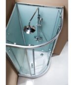 كابينة شاور المنيوم مقوسة مع ظهر زجاج - Image 2