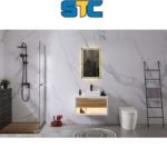 مغسلة pvc + بلايود - حوض سيراميك - مرأة تحتوي على LED